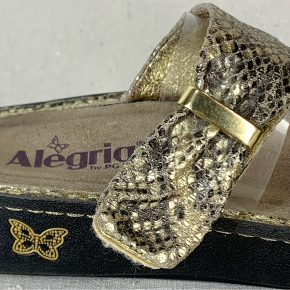 Alegria Women's Karmen Glitz Gold Faux Snakeskin Leather Sandals - Size 39/9 US - Picture 10 of 14